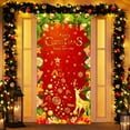 thumbnail image 4 of PuSpu Christmas Door Curtain 185x90cm Red Polyester Reusable Festive Panel, Snowflake & Holly Print, Holiday Entrance Decor, Easy Hang & Store, Seasonal Home Accent, 4 of 6