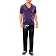 thumbnail image 2 of INSPIRE CHIC Glitter Sheer T-Shirt for Men's Shiny Tee V-Neck Short Sleeve Party See Through t Shirts XL Purple, 2 of 5