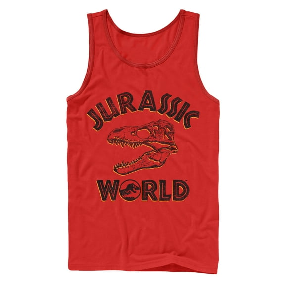 Men's Jurassic World: Fallen Kingdom Skull Fossil Tank Top Red Large