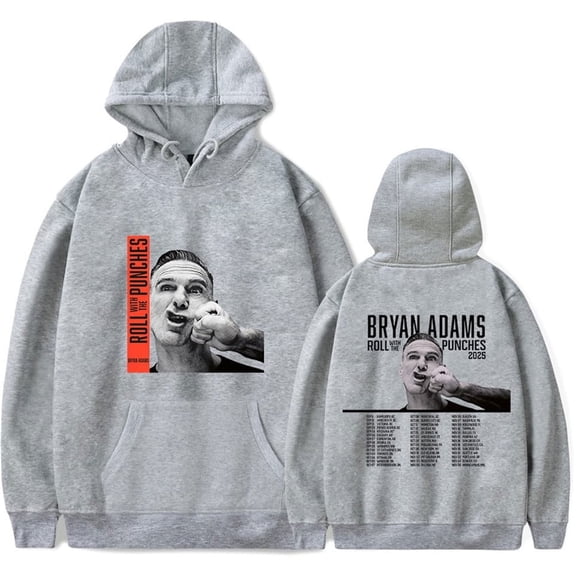Bryan Adams "Roll With The Punches 2025" Merch Unisex Vintage Classic Streetwear Long Sleeve Pullover Hoodie