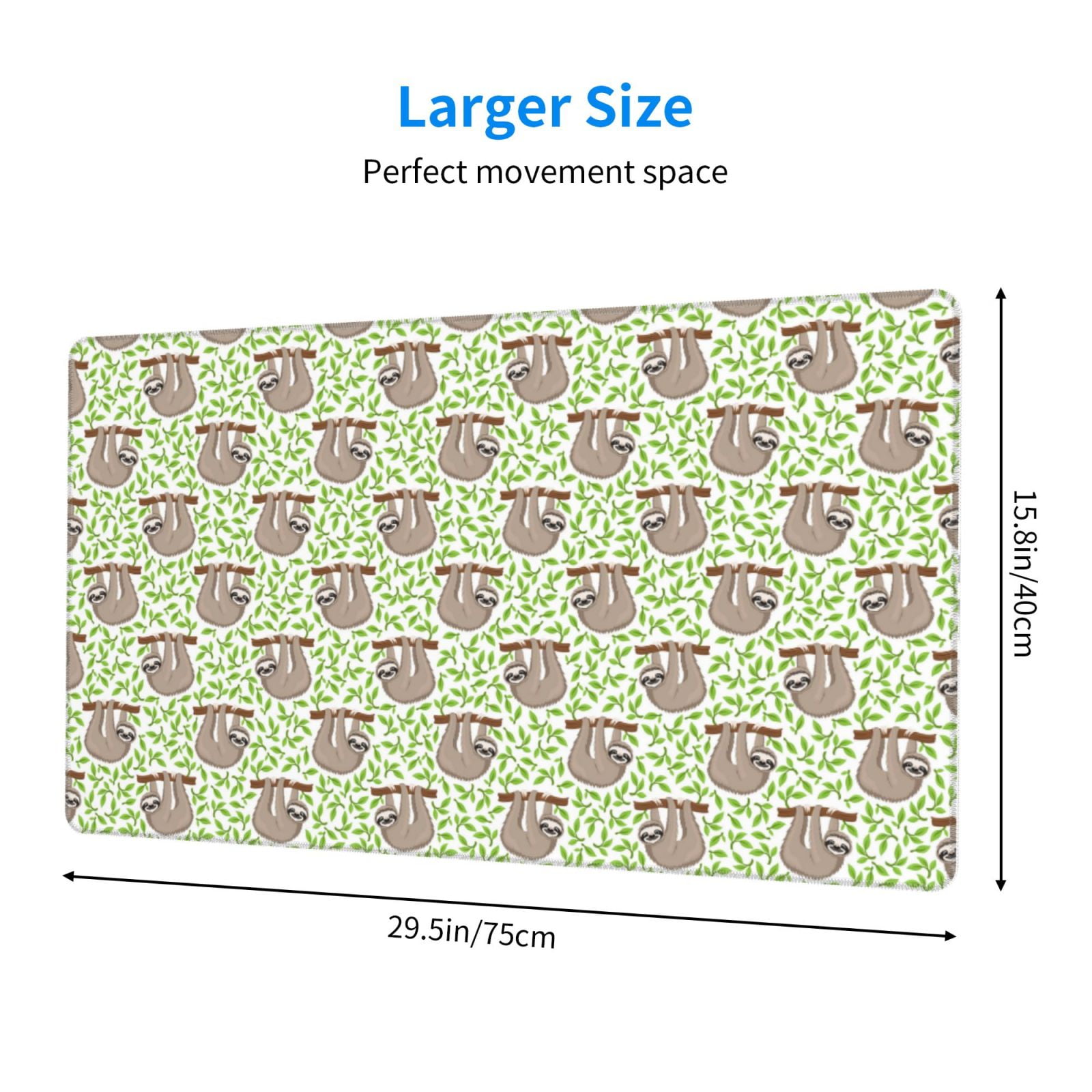 Kdxio Cute Animal Sloth On A Branch Print Large Gaming Mouse Pad,Non-Slip Base,Water Resist Keyboard Pad for Gamer,Office & Home,29.5 x 15.8 in