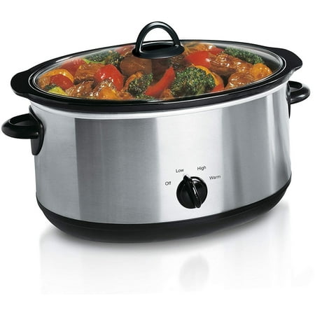 

7-Quart Extra Large Slow Cooker - serves 9 plus people or fits a 7 pounds; Roast Stainless Steel