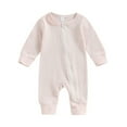thumbnail image 2 of THDHVS Newborn Sleepers,Baby Girl Clothes,Newborn Unisex Long Sleeve Zip Front Bodysuit Footless Pajamas Pink 0-3 Months, 2 of 4