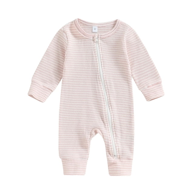 MeetoTime Vêtements pour Bébé Col Rond Combinaisons à Manches Longues Vêtements de Bébé à Rayures avec Fermeture Éclair pour Ramper