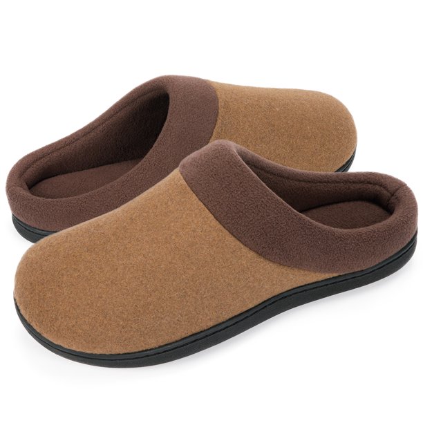 HomeIdeas Men's House Woolen Fabric Memory Foam Slippers, Cozy Bedroom