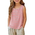 thumbnail image 2 of Mifsaly Girls Plaid Tank Tops Toddler Kids Casual Crewneck Sleeveless Blouse Lightweight Breathable Vacation Beach Everyday Summer Outfits, 2 of 8