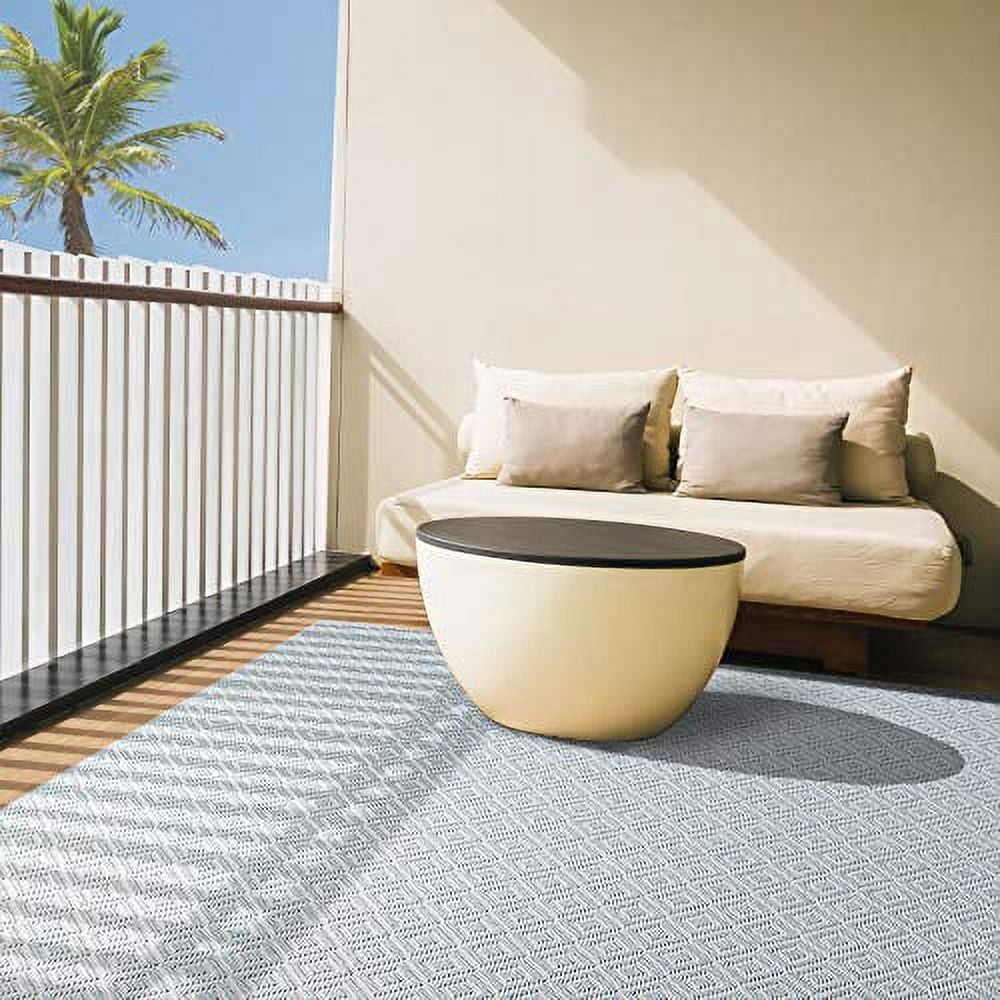 Home Dynamix Tripoli Lydia Modern Diamond Indoor/Outdoor Area Rug, Blue/Cream, 6'6"x9'6"