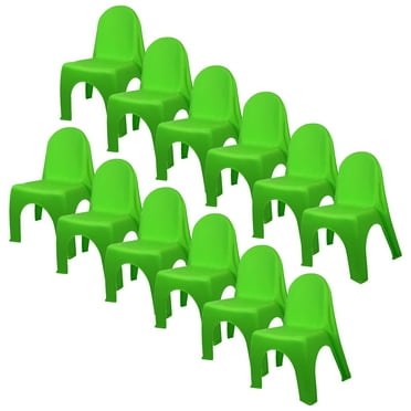 Romanoff Kid's Stacking Chairs, Brite Green, Pack of 12