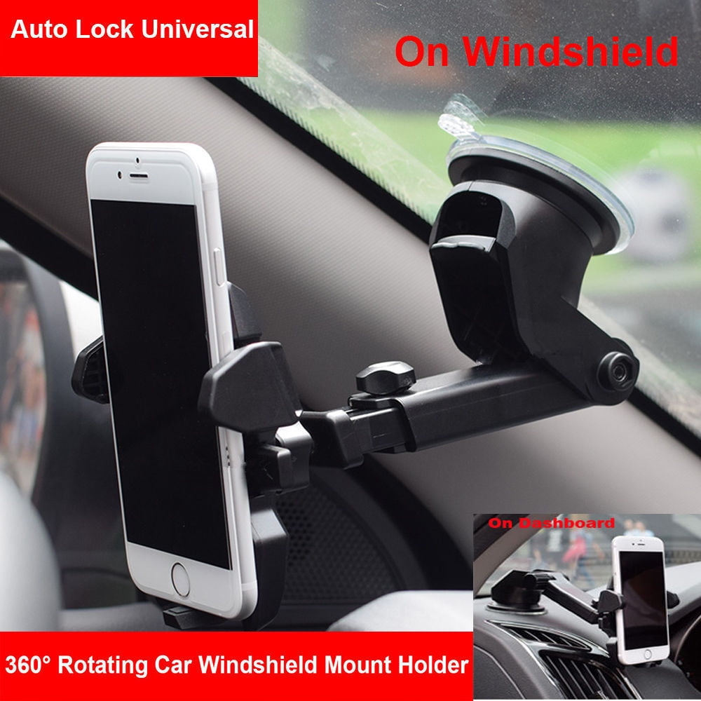 Universal 360° Magnetic Mount Car Windshield Dashboard Phone Holder Stand Black 