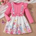 thumbnail image 2 of XEGLSBU Girls Dresses Size 14-16 Girls Floral Print Dress Long Sleeves and Layered Skirt Two Piece Casual Party Wear Hot Pink Size 7-8 Years, 2 of 7