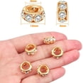 thumbnail image 3 of 40pcs 12mm Rhinestone European Spacer Beads Diamond Crystal Charm Beads Rondelle Loose Beads with 8mm Large Hole for DIY Bracelet Crafts Jewelry Making, KC Golden, 3 of 7