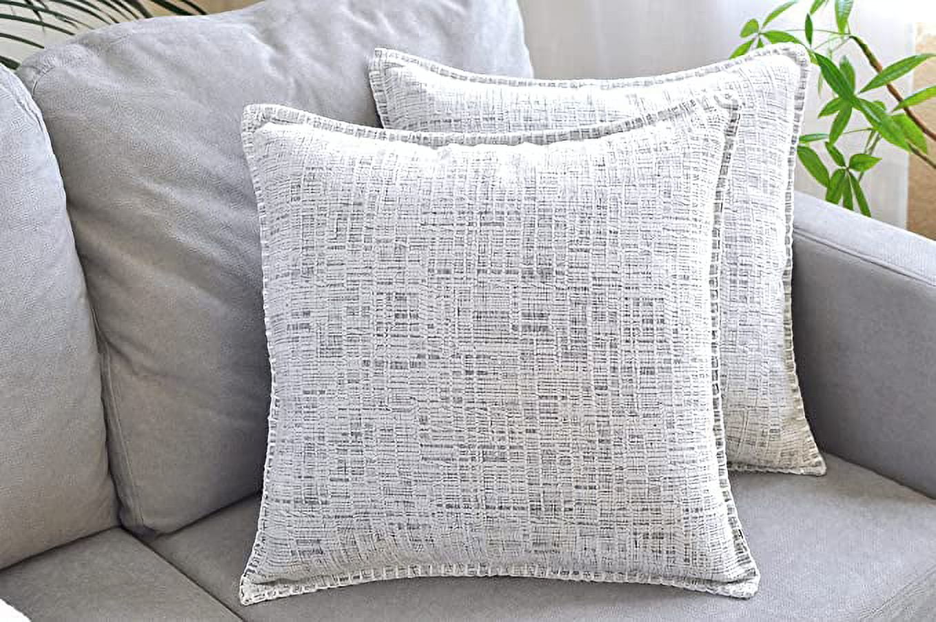 24x24 pillow covers Set of 2 Cream White & Black, Soft Textured Chenille  Throw Pillows Cases Cozy Large Cushion Covers for Couch, Modern Square Big