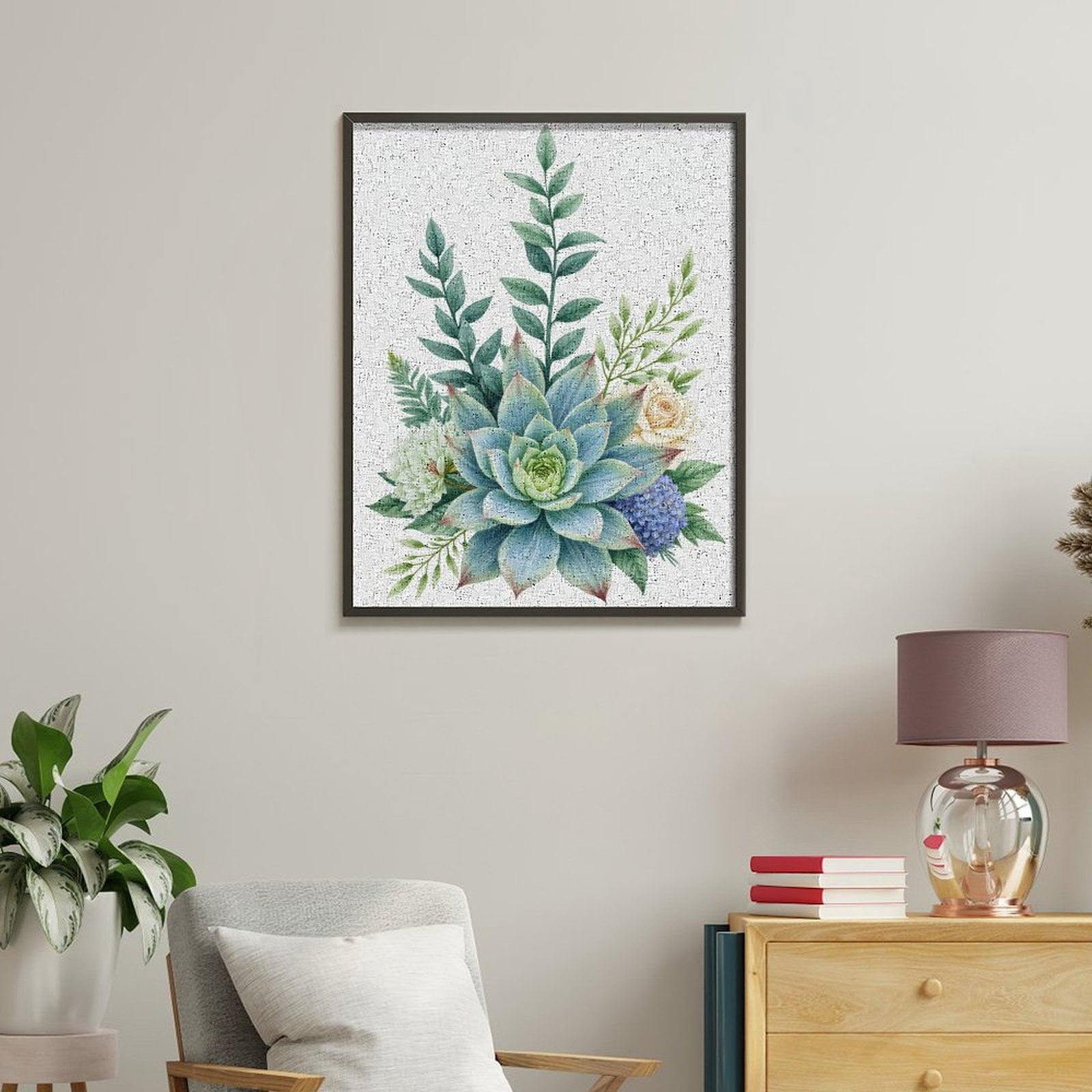 Paint By Numbers Kit for Adults Beginner - DIY Succulent Floral Bouquet Art Canvas Painting Kits for Adults, Frameless Paint By Number for Adults for Home Wall Decor 16x20 Inch