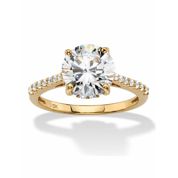 PalmBeach Jewelry 3.31 TCW Round White Cubic Zirconia Bridal Engagement Ring in Solid 10k Yellow or White Gold