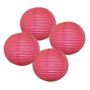 Angle View: Just Artifacts 16" Flamingo Pink Paper Lanterns (Set of 4) - Decorative Round Chinese/Japanese Paper Lanterns for Birthday Parties, Weddings, Baby Showers, and Life Celebrations!