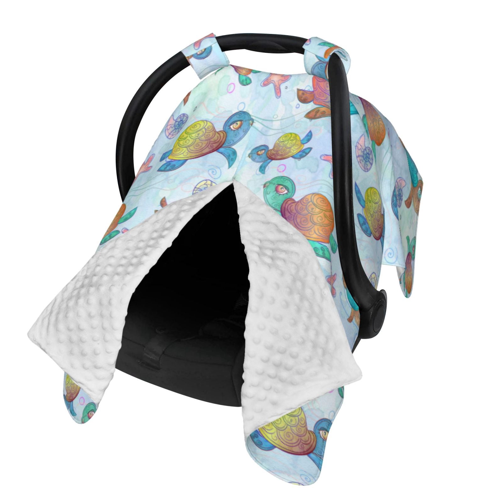 Naloa Colorful Sea Turtle Baby Car Seat Cover, Breathable Baby Carrier Cover, Multiuse Baby Carrier Cover & Nursing Breastfeeding Cover