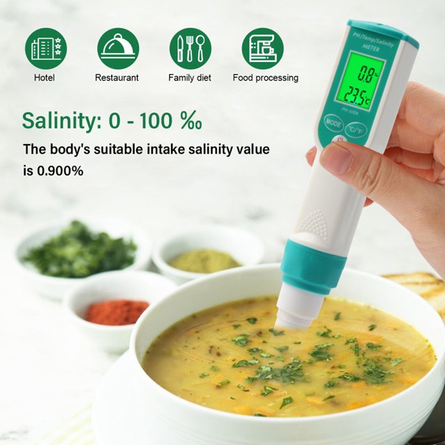 Medidor De Ph 3 en 1 Medidor de PH Salinidad digital / Temperatura / Medidor de PH Pantalla LCD Agua potable