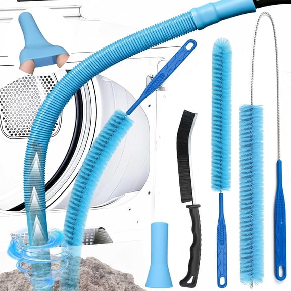 ACDANC Dryer Vent Cleaner Kit with Dryer Vacuum Hose Attachment,4-In-1 Multi-Lint Remover Brush,Suitable for Most Vacuum Cleaners for Efficient,Safe,And Thorough Dryer Lint Cleaner Tools(Blue)