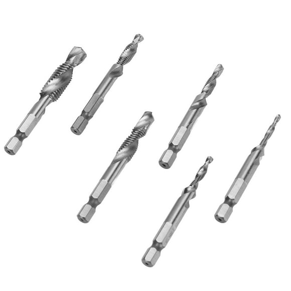 Drill Tap, Rustproof High Hardness Spiral Flute HSS Various Sizes Drilling Taps  For Chamfering For Tapping Silver