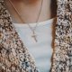 thumbnail image 1 of Silver-plated pav cross necklace with zirconia crystals, 1 of 4