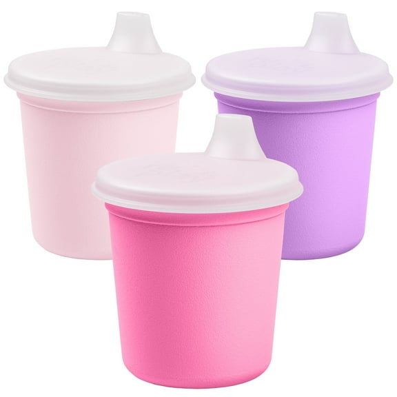 Re-Play Tiny Tumblers with Sip Lid - 6oz 3-Pack Toddler Drinking Cup - Dishwasher safe - Made in the USA - BPA-Free - Stackable - Pixel Blush