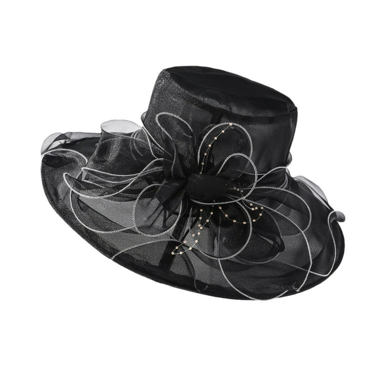 womens black dress hats Classy Ladies Wide Brim Satin Ribbon Dress Hat/Shenor Collections