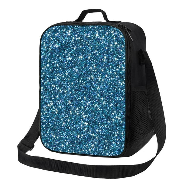 Disketp Blue Glitter Bolsa Térmica Estampada para Almuerzo, Lonchera para Hombres y Mujeres Adultos