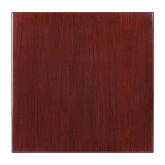 Flash Furniture 24'' Square High-Gloss Mahogany Resin Table Top with 2'' Thick Drop-Lip