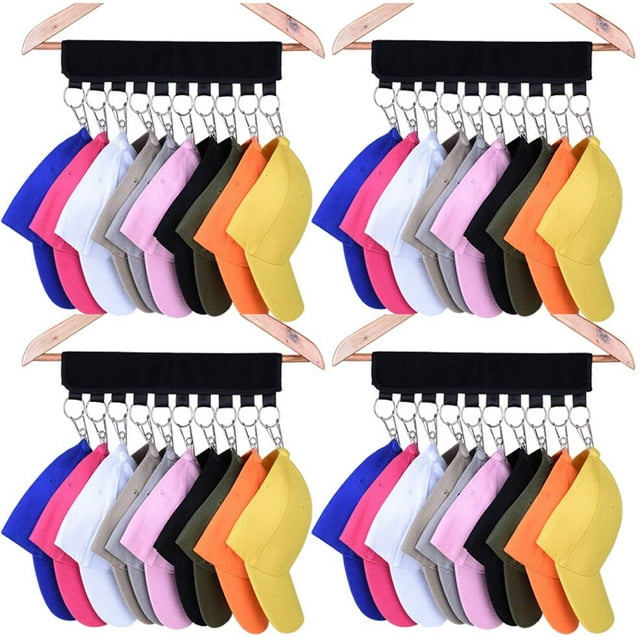 BAMAIA 4 Pack Cap Organizer Hanger, 12 Baseball Cap Holder, Hat Organizer for Closet - Change Your Cloth Hanger to Cap Organizer Hanger - Keep Your Hats Cleaner Than a Hat Rack