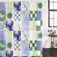thumbnail image 2 of Spring Floral Checkered Shower Curtain, Waterproof Shower Curtains for Bathroom, Sage Green Purple Buffalo Plaid Washable Fabric Bathtub Curtain Set Bath Decor with 12 Hooks Stall 36"x72", 2 of 8