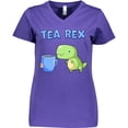 thumbnail image 3 of Inktastic Tea Rex Cute Green Dinosaur Pun Women's V-Neck T-Shirt, 3 of 5