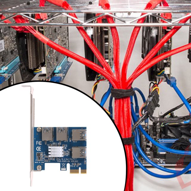 EUX1-0 Adaptador PCIE a PCIE 1 a 4 PCIE Ranura USB 3.0 Mining Riser Card Converter