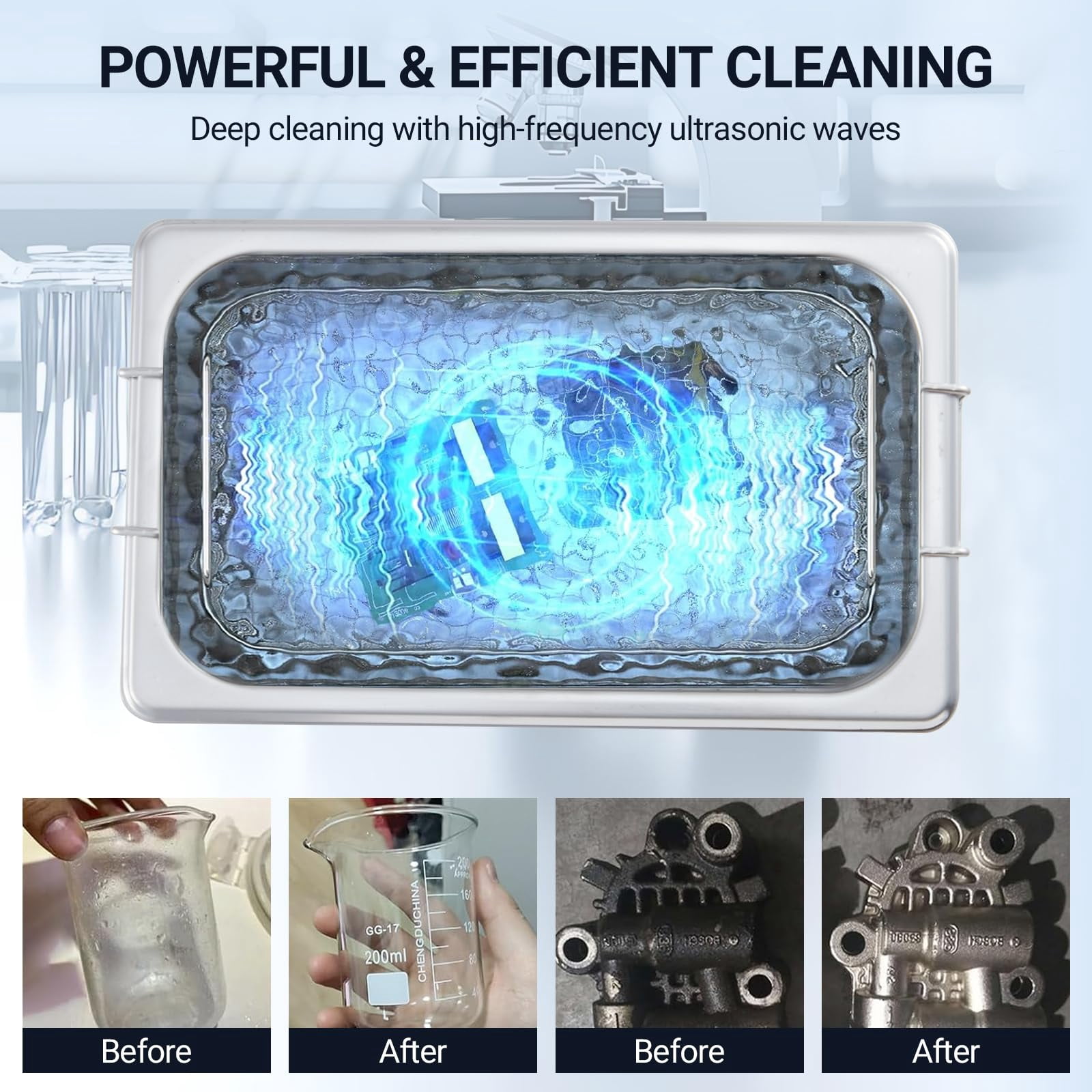 Commercial Ultrasonic Cleaner, 3.2L Professional Ultrasonic Cleaner, 40kHz with Digital Timer&Heater, 120w Excellent Cleaning Machine for Watch Eyeglasses Rings
