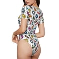 thumbnail image 3 of Haiem Colorful Numbers Women's Crew Neck Short Sleeve Bodysuit Tops Stretchy Slim Basic-XX-Large, 3 of 8