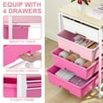 thumbnail image 4 of Rolling Storage Cart with 4 Drawers, KK KINGRACK Drawer Cart with Wooden Tabletop for Craft Office School Storage, Pink, 4 of 5
