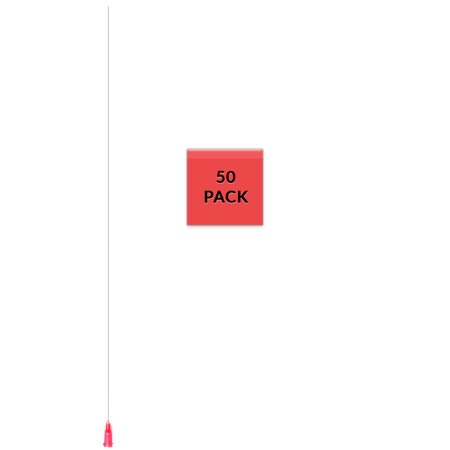 50 Pack of Blunt Tip Lure Lock Dispensing Fill, Industrial/Arts and Crafts Needles, 25 Gauge - Red, 10" / 25.4cm