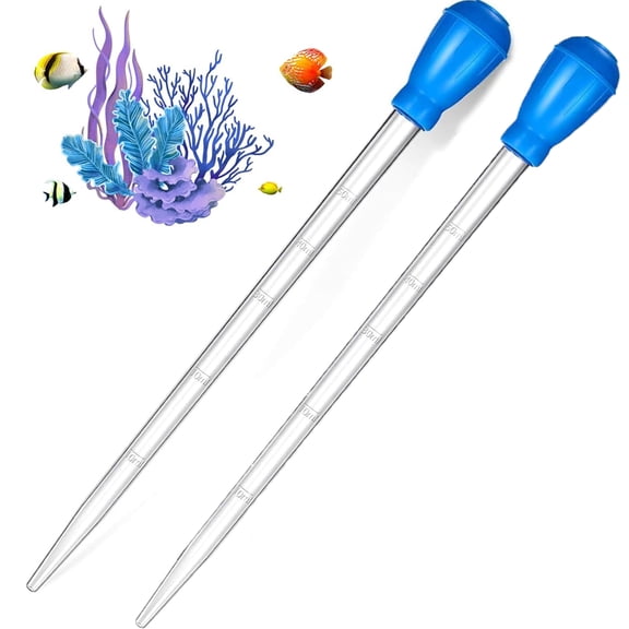 2 Pcs Aquarium Coral Feeder,Tutuviw 17.7in Long Pipette for Fish Tank Food Feeder,Poop Cleaner,Medicine Food Feeder,Manual Coral Feeding Tube,Excreta Cleaner,Water Changer Waste Remover for Aquarium