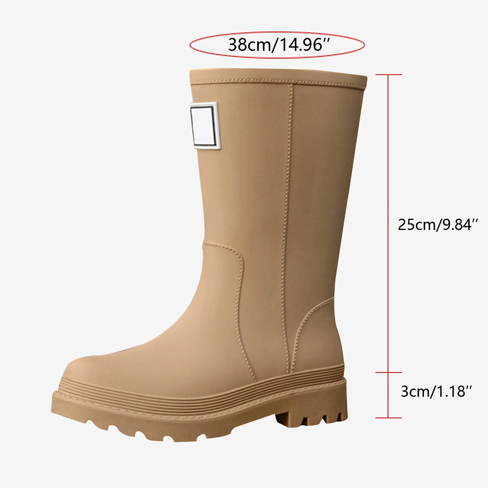 KANG Women's Mid Calf Rain Boots Slip Fashion Rubber Shoes With Thick Sole Rain Boots Collar Gardening Boots Ultra Lightweight Portable Garden Shoes