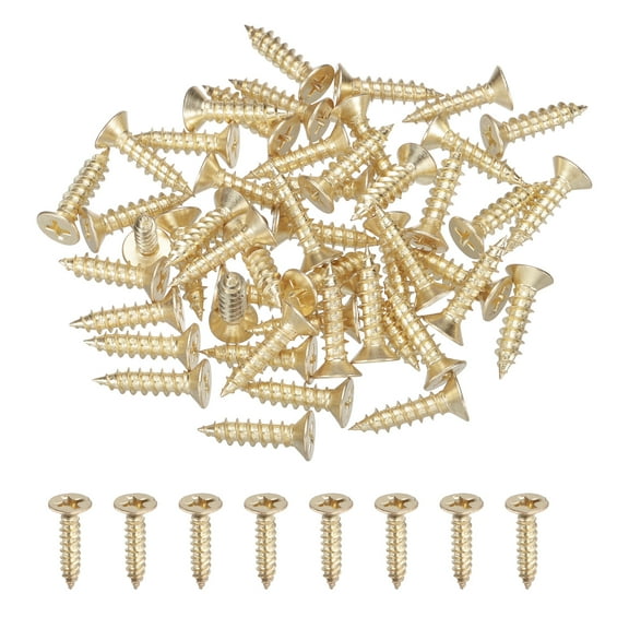 Uxcell 50Pcs ST5 x 20mm Pan Head Self Tapping Screws for Metal, Gold