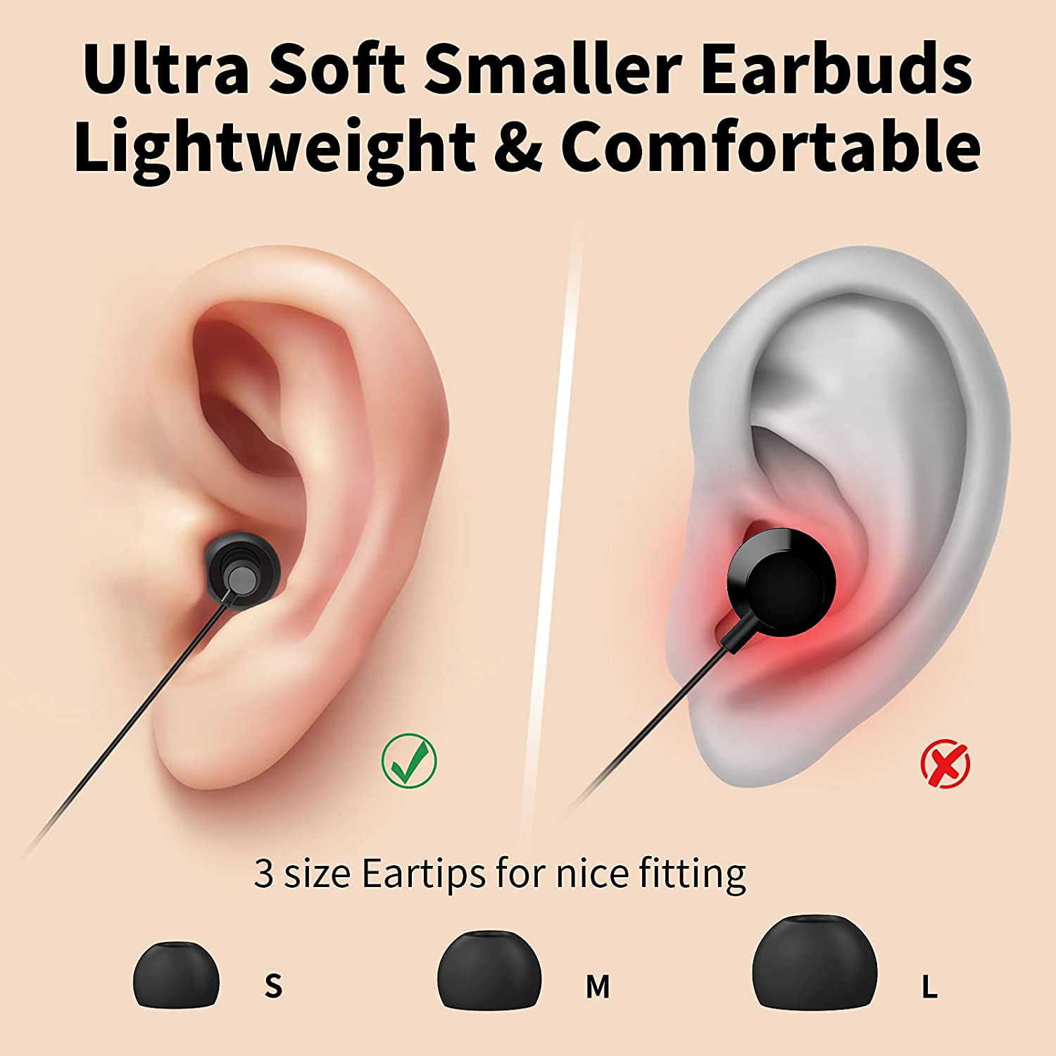 USB C Headphones Sleep in-Ear Earphones 