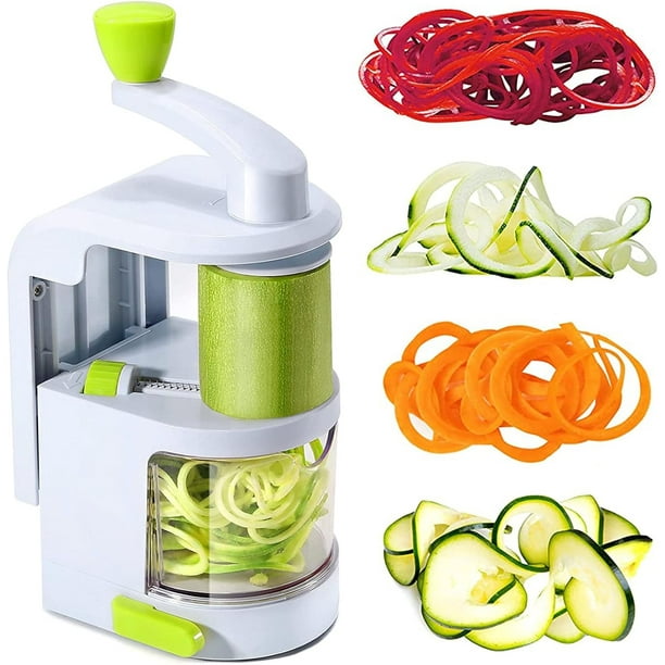 Cortador y Rallador de Verduras Tipo Espiralizador con 4 Cuchillas de Acero Inoxidable,Cortador Verduras un Libre de BPA,Base Antideslizante,para Verduras,Frutas,Queso