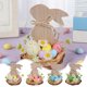 thumbnail image 1 of Easter Wooden Ornaments Set of 1 Rabbits and Eggs with Floral Design in Blue Bucolic Style for Home and Desktop Decoration 5.51x4.53"Set de adornos de madera de Pascua con 1 conejo y huevos JASKFLY, 1 of 8