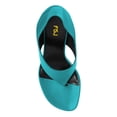 thumbnail image 3 of FSJ Women Chic V Cut Slip On Open Toe T-Strap Flip Flops Gold Chain High Heels Thong Sandals Casual Dressy Party Shoes Size 12 Teal, 3 of 4
