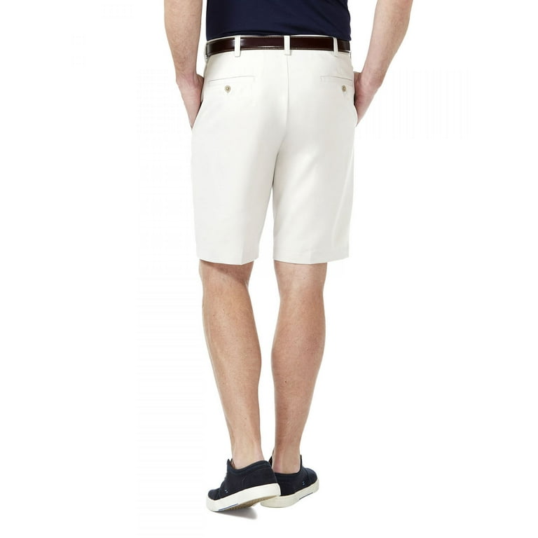 Haggar White Cool 18 Pro Stretch Solid Flat Front Shorts