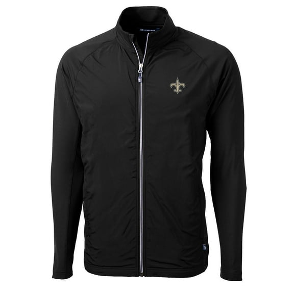 Men's Cutter & Buck Black New Orleans Saints Adapt Eco Knit Full-Zip Jacket