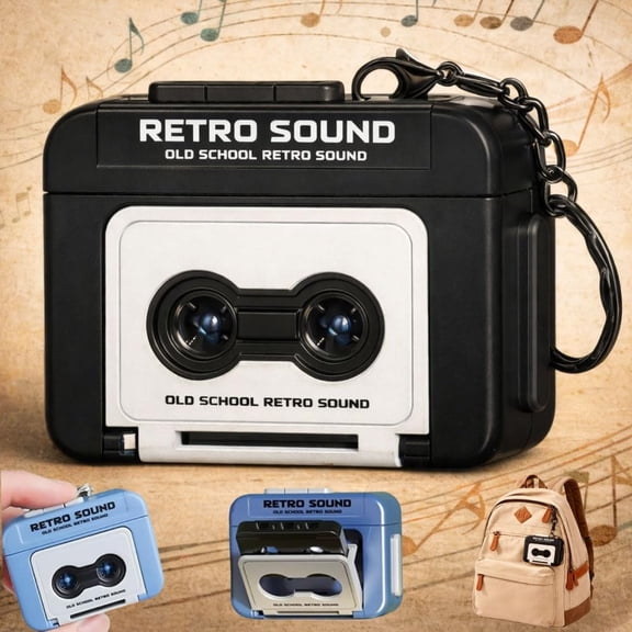 Eolstice Mini Cassette Player, Mini Audio Keychain Cassette Player Recorder, Nostalgic Music Player, Portable Recorder, Gift for Music Lover, Retro Design(B)