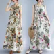 thumbnail image 4 of Plus Size Vintage Artistic Loose-Fit Cotton Linen Dress 2023 Spring Summer Plus Size Long Dress Tank Top Sleeveless Printed Robe, 4 of 5