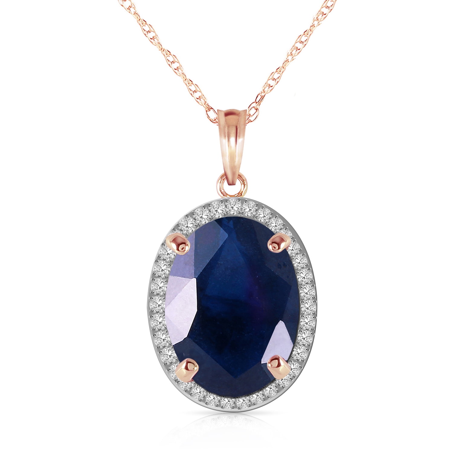 Galaxy Gold 14K Solid Gold 6.58 Carat Natural Diamond Oval Cut Necklace for Women - Rose Gold Fine Jewelry