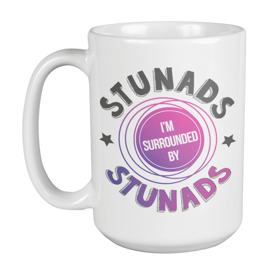 Funny Surrounded by Stunads Italian Slang Ceramic Coffee & Tea Mug, 15 oz,  White 
