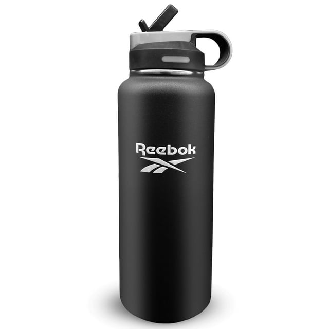 Botella de agua Reebok de acero inoxidable de 1,2 L con aislamiento de pajita